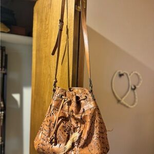 Patricia Nash Tan Leather Bucket Bag